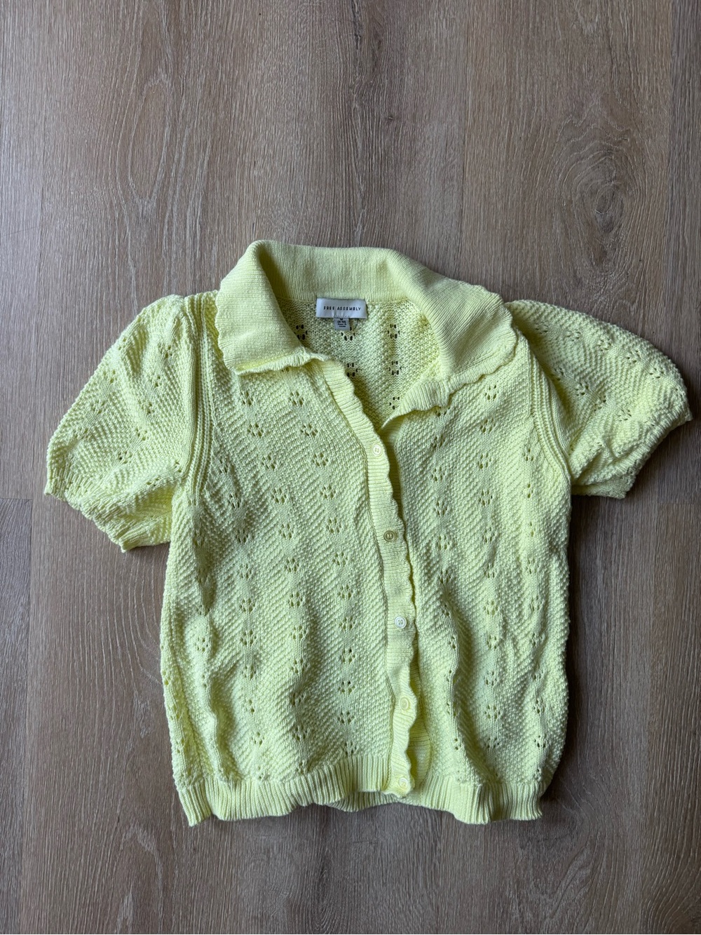 Yellow Knit Button-Front Top